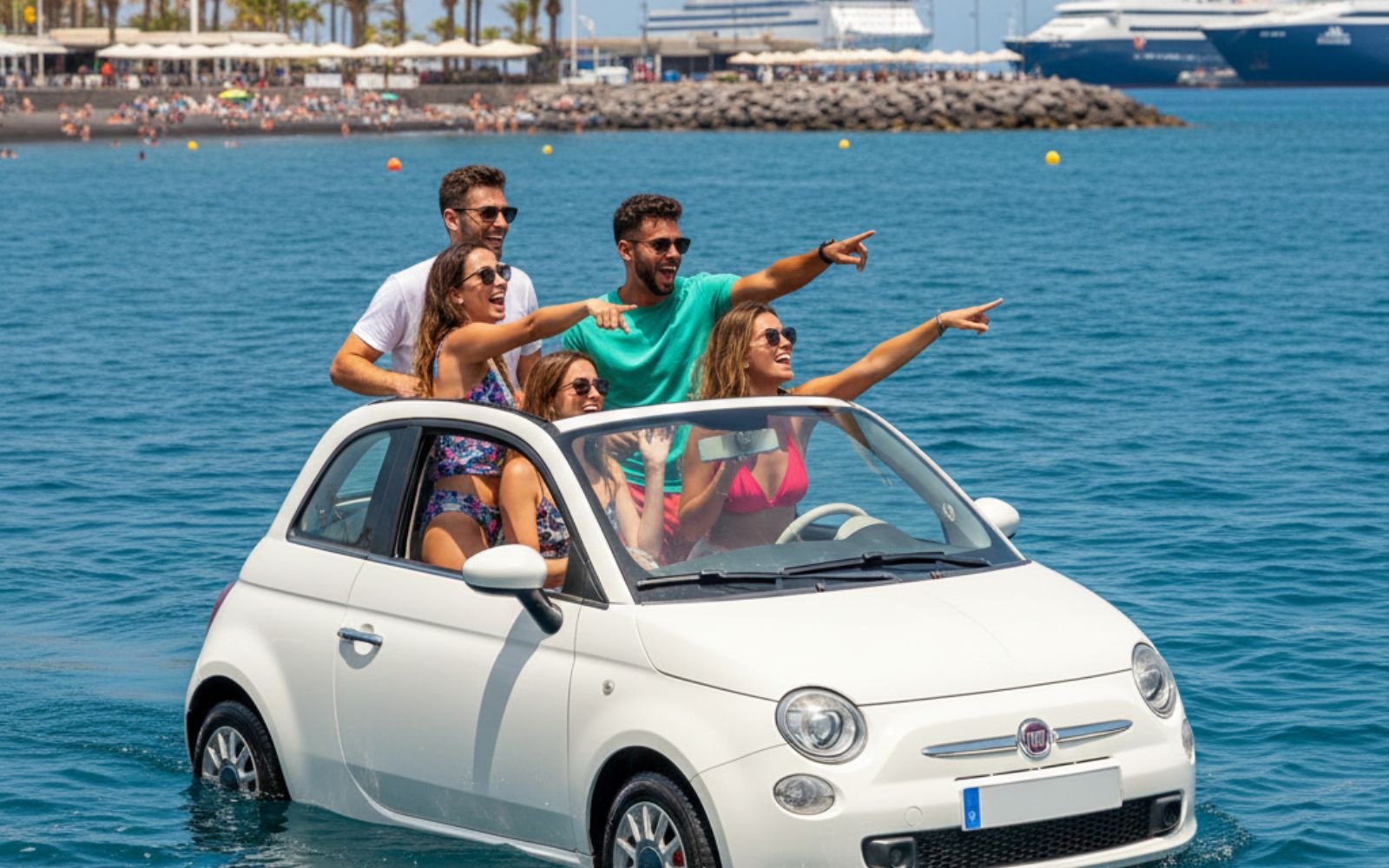fiat 500 water car experience: drive on water in tenerife! fiat 500 water car experience: drive on water in tenerife!